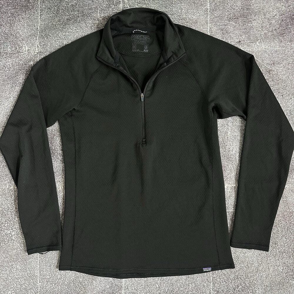 Men's Patagonia Capilene Midweight Black Zip Neck Pullover Baselayer Shirt Sz M